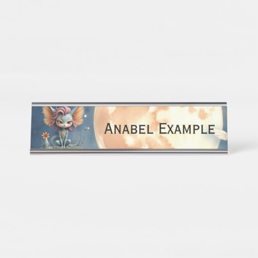 Porte-nom Pour Bureau Cute Moonlit Fantasy Creature  (Devant)