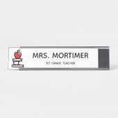 Porte-nom Pour Bureau Cute Red Apple Livres 1ère année Enseignant (Devant)