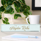 Porte-nom Pour Bureau Cute Retro Pastel Blue Enseignant