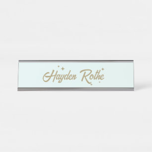 Porte-nom Pour Bureau Cute Retro Pastel Blue Enseignant