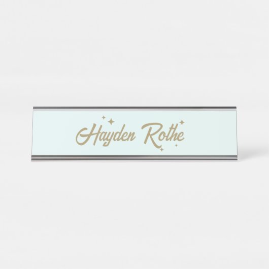 Porte-nom Pour Bureau Cute Retro Pastel Blue Enseignant (Devant)