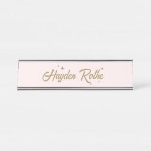 Porte-nom Pour Bureau Cute Retro Pastel Rose fille Boss