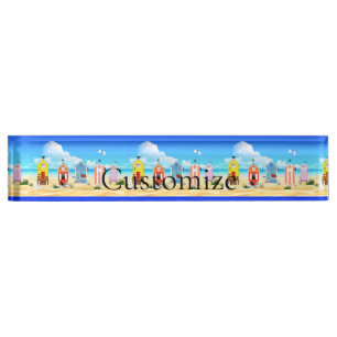 Porte-nom Pour Bureau Cute Tiny Beach Shacks Thunder_Cove