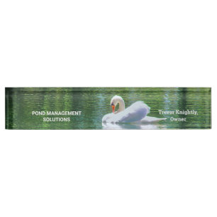 Porte-nom Pour Bureau Cygne blanc sur étang