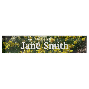 Porte-nom Pour Bureau Daffodiles jaunes et blancs Fleurs de printemps