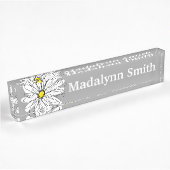 Porte-nom Pour Bureau Daisy tendance avec gris et jaune