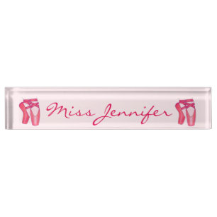 Porte-nom Pour Bureau Danse personnalisée Pink Ballet Toe Chaussures Ens