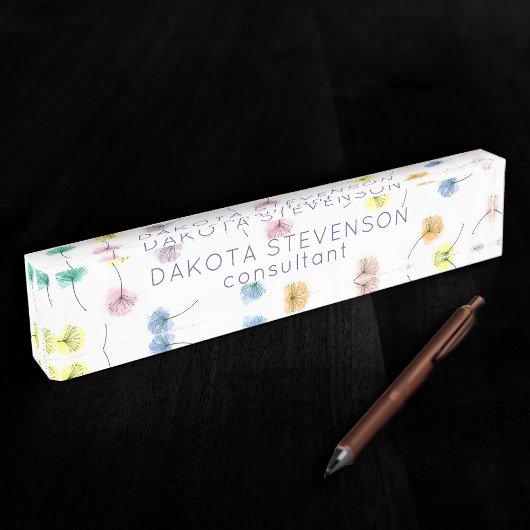 Porte-nom Pour Bureau Dansons | Motif floral aquarelle