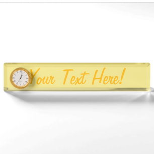 Porte-nom Pour Bureau Décor jaune pastel doux prêt à customiser