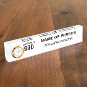 PORTE-NOM POUR BUREAU DÉDIÉ À DIEU COOL PERSONNALISABLE NOIR TEXTE (Taille)