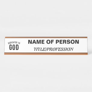 PORTE-NOM POUR BUREAU DÉDIÉ À DIEU COOL PERSONNALISABLE NOIR TEXTE