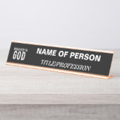 PORTE-NOM POUR BUREAU DÉDIÉ À DIEU COOL PERSONNALISABLE TEXTE BLANC (Devant)