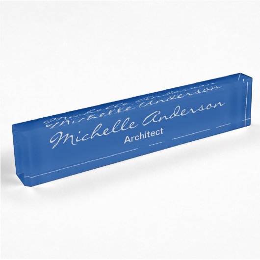 Porte-nom Pour Bureau Deep Blue Script Architect Professional