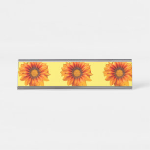 Porte-nom Pour Bureau Dégradé de fleurs orange jaune vif découpé