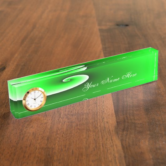 Porte-nom Pour Bureau Dégradé en spirale vert blanc (Taille)