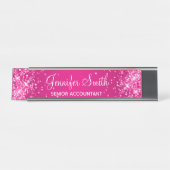Porte-nom Pour Bureau Dégradé Rose Chaud Pailleté (Devant)