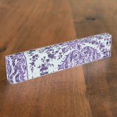 Porte-nom Pour Bureau Dentelle florale violette (Taille)