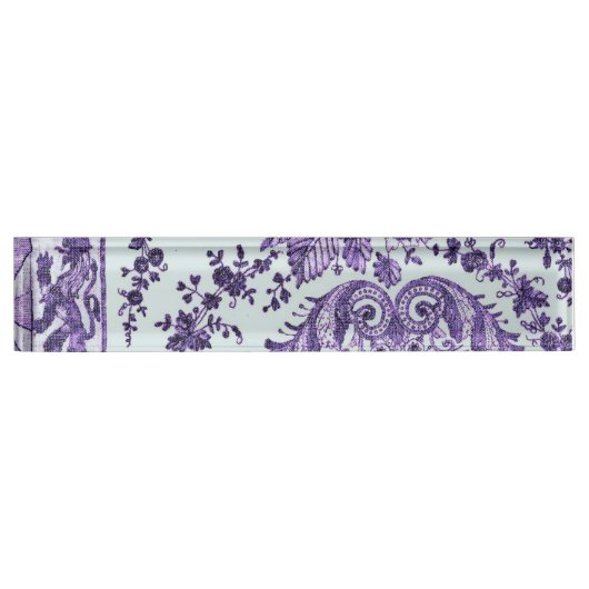 Porte-nom Pour Bureau Dentelle florale violette (Devant)