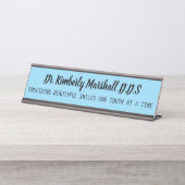 Porte-nom Pour Bureau Dentist Beautiful Teeth Small Blue (Devant)