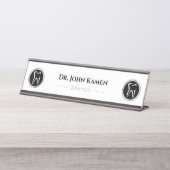 Porte-nom Pour Bureau Dentiste noir blanc | Dents (Devant)