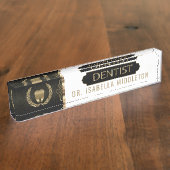 Porte-nom Pour Bureau Dentiste - Noir, Blanc et Or (Taille)