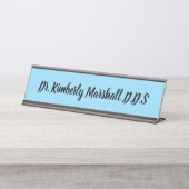 Porte-nom Pour Bureau Dentiste Script Bleu (Devant)