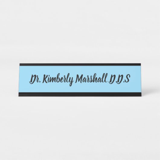 Porte-nom Pour Bureau Dentiste Script Bleu (Devant)