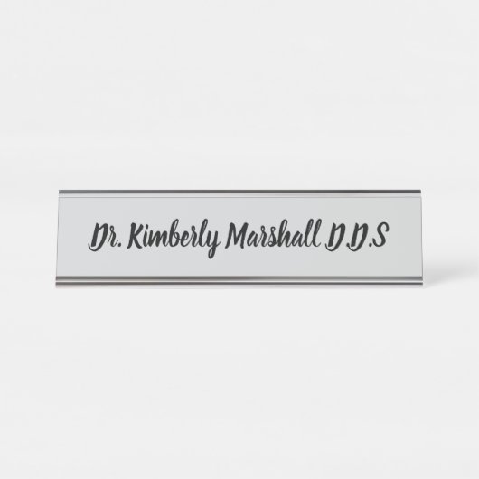 Porte-nom Pour Bureau Dentiste Script Gray (Devant)
