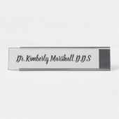 Porte-nom Pour Bureau Dentiste Script Gray (Devant)