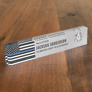 Porte-nom Pour Bureau Département d'agent de police personnalisé Thin Bl