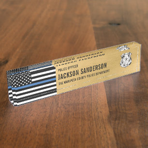 Porte-nom Pour Bureau Département de police personnalisé Thin Blue Line