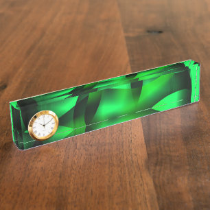 Porte-nom Pour Bureau Des ondulations vertes à la chaux et noires, avec