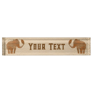 Porte-nom Pour Bureau Design d'art tribal des éléphants