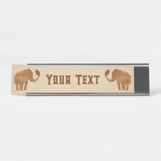 Porte-nom Pour Bureau Design d'art tribal des éléphants (Devant)