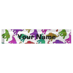 Porte-nom Pour Bureau Design de tuiles motifs Elephant Walk
