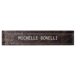 Porte-nom Pour Bureau Design en bois Brown Arrière - plan Plain lisible