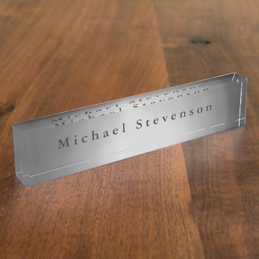 Porte-nom Pour Bureau Design moderne gris tendance Unique Personnel (Taille)