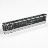 Porte-nom Pour Bureau Design Monogramme Exécutif - Acier Bracelet Blanc