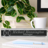 Porte-nom Pour Bureau Design Monogramme Exécutif - Acier Bracelet Blanc