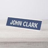 PORTE-NOM POUR BUREAU DESK NAME PLATE SIMPLE BASIC CUSTOM BLUE (Devant)