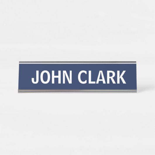 PORTE-NOM POUR BUREAU DESK NAME PLATE SIMPLE BASIC CUSTOM BLUE (Devant)