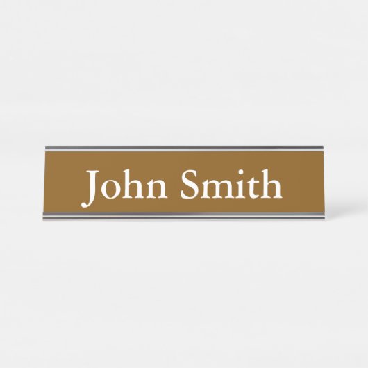 Porte-nom Pour Bureau Desk Name Plate, Standard (2" x 8"), Silver (Devant)