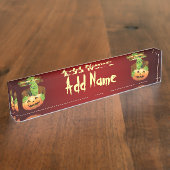 Porte-nom Pour Bureau Dessin de Frankenstein Monster avec Citrouille (Taille)