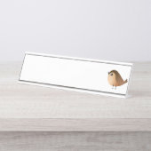Porte-nom Pour Bureau Dessin d'Oiseau de Bruant (Devant)