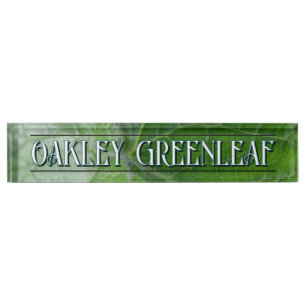 Porte-nom Pour Bureau Détail de la veine Feuille verte Nom et image pers