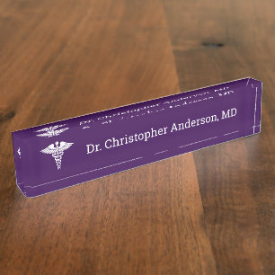 Porte-nom Pour Bureau Diplôme de fin d'études de médecine personnalisé