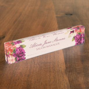 Porte-nom Pour Bureau Directeur de salon de bouquets de roses orange ros