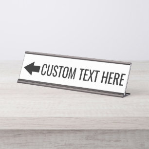 Porte-nom Pour Bureau Direction de flèche avec texte personnalisé - poin