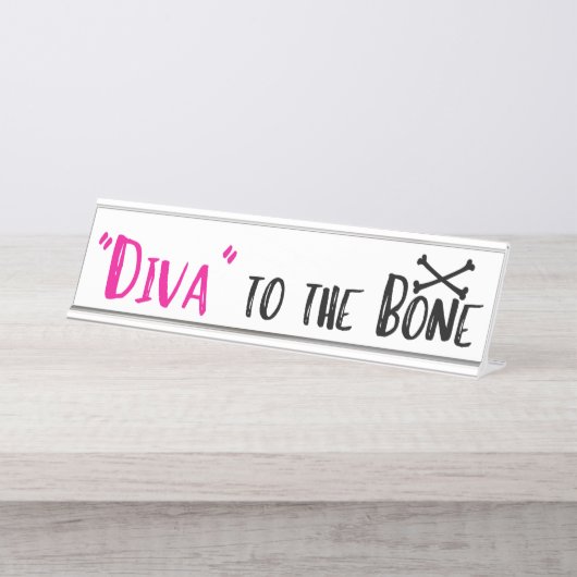 Porte-nom Pour Bureau "DIVA" À L'Os ! (Devant)