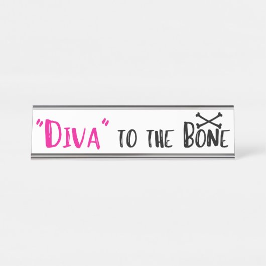Porte-nom Pour Bureau "DIVA" À L'Os ! (Devant)